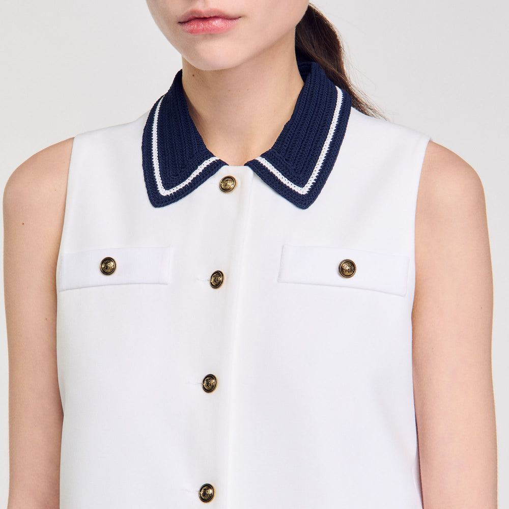 Mini dress with contrasting collar White Sandro Women