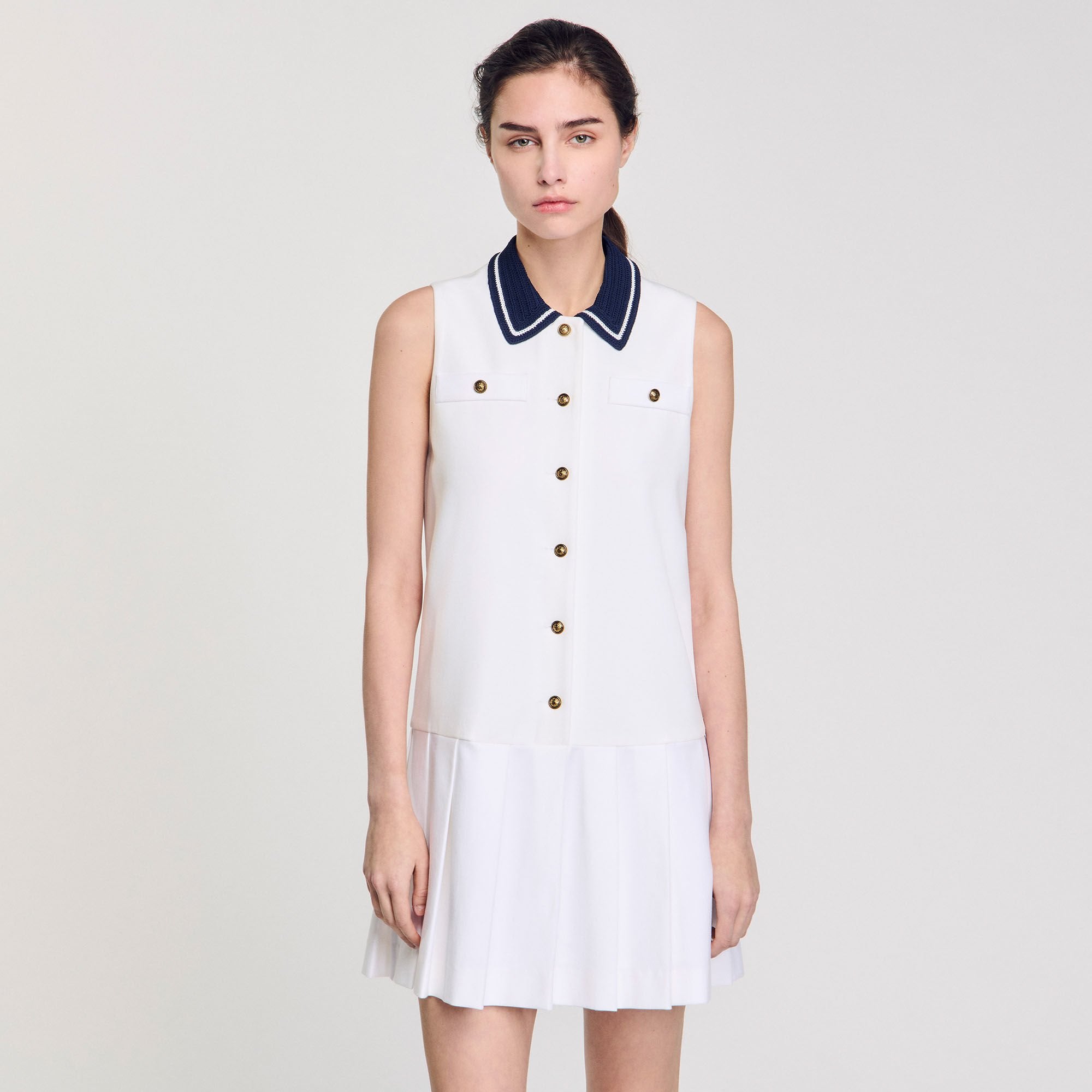 Mini dress with contrasting collar White Sandro Women
