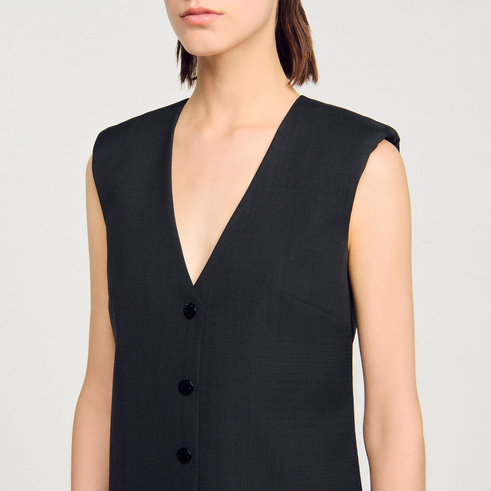 Mini tailored dress with ruffle Black Sandro Women