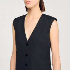 Mini tailored dress with ruffle Black Sandro Women
