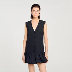Mini tailored dress with ruffle Black Sandro Women