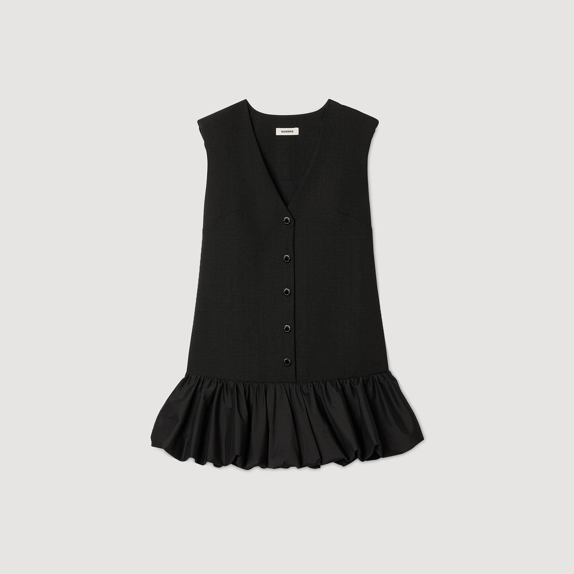 Mini tailored dress with ruffle Black Sandro Women