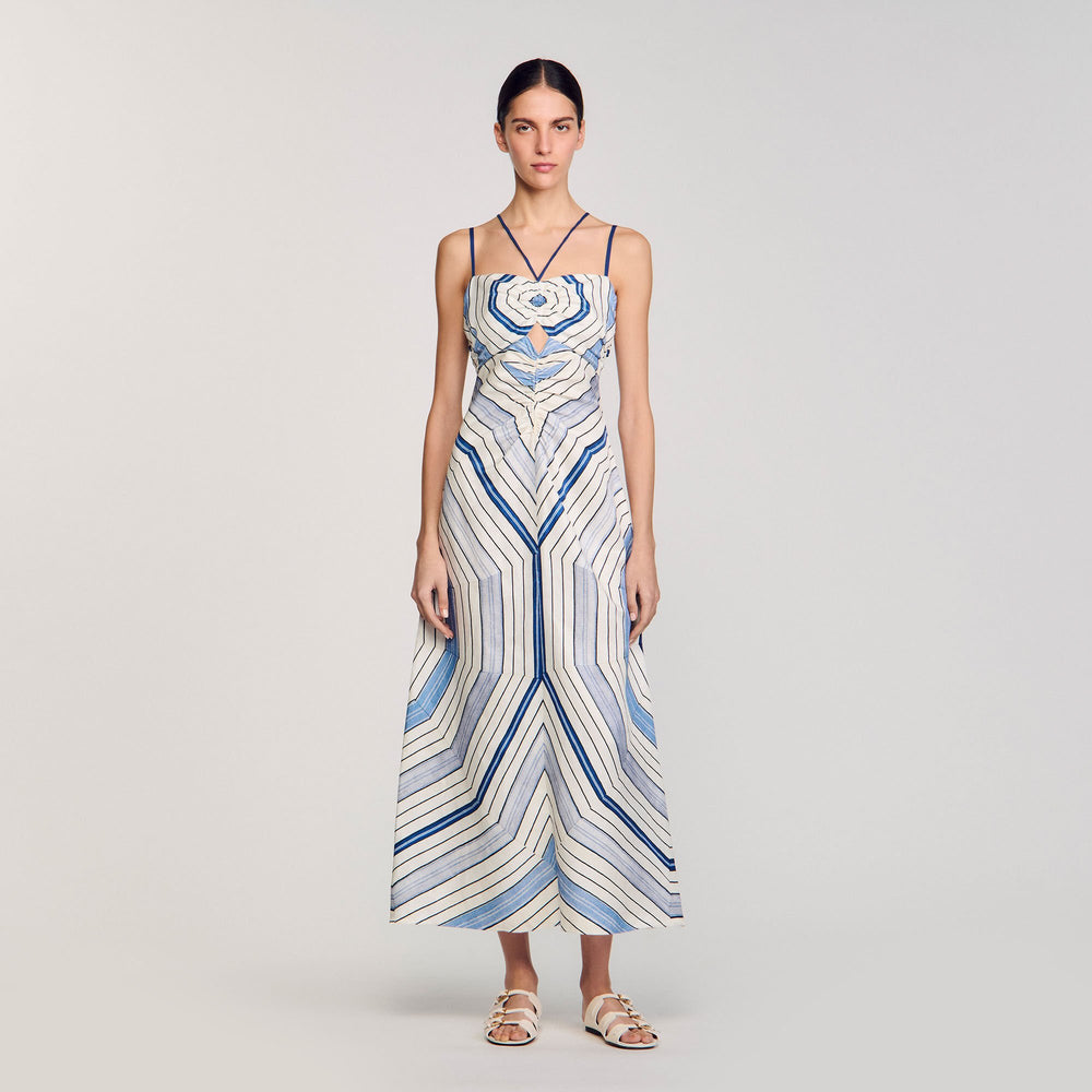 Spiral-motif maxi dress Sky Blue Sandro Women