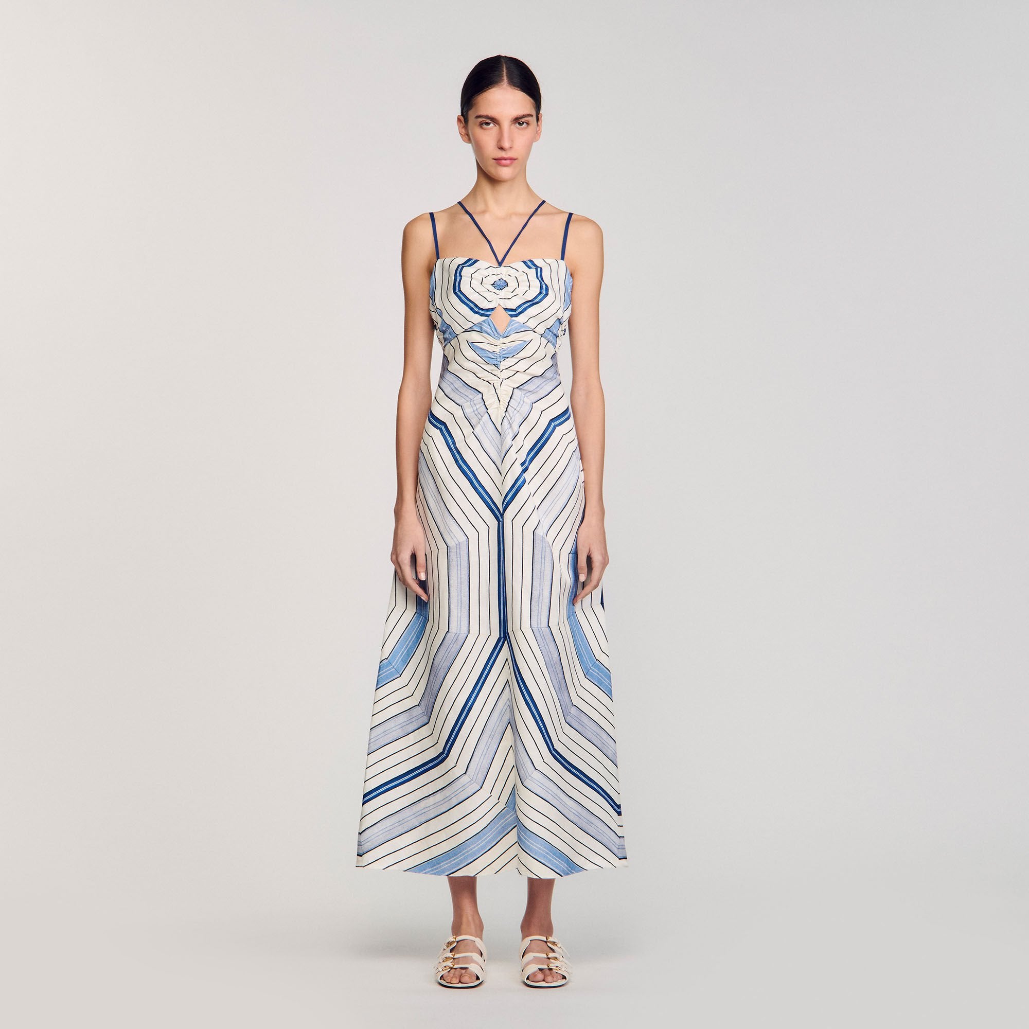 Spiral-motif maxi dress Sky Blue Sandro Women