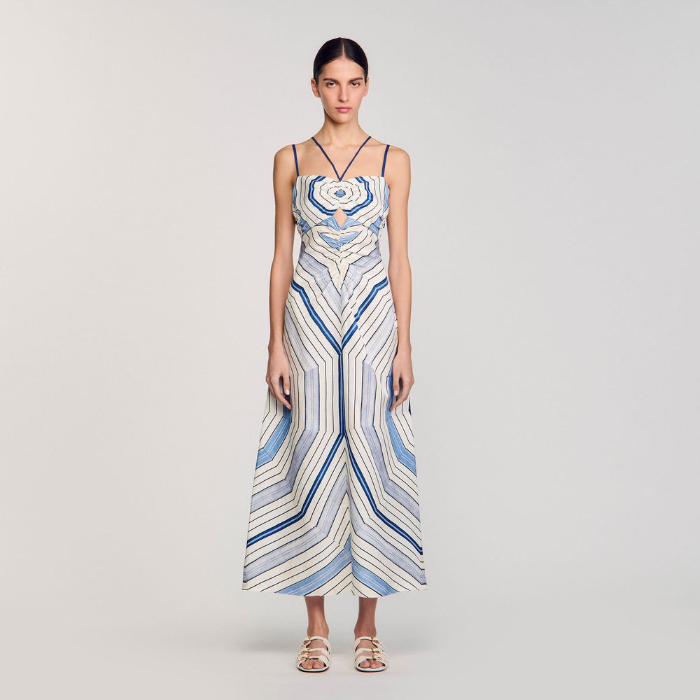 Spiral-motif maxi dress Sky Blue Sandro Women