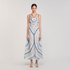 Spiral-motif maxi dress Sky Blue Sandro Women