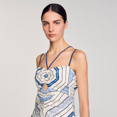 Spiral-motif maxi dress Sky Blue Sandro Women
