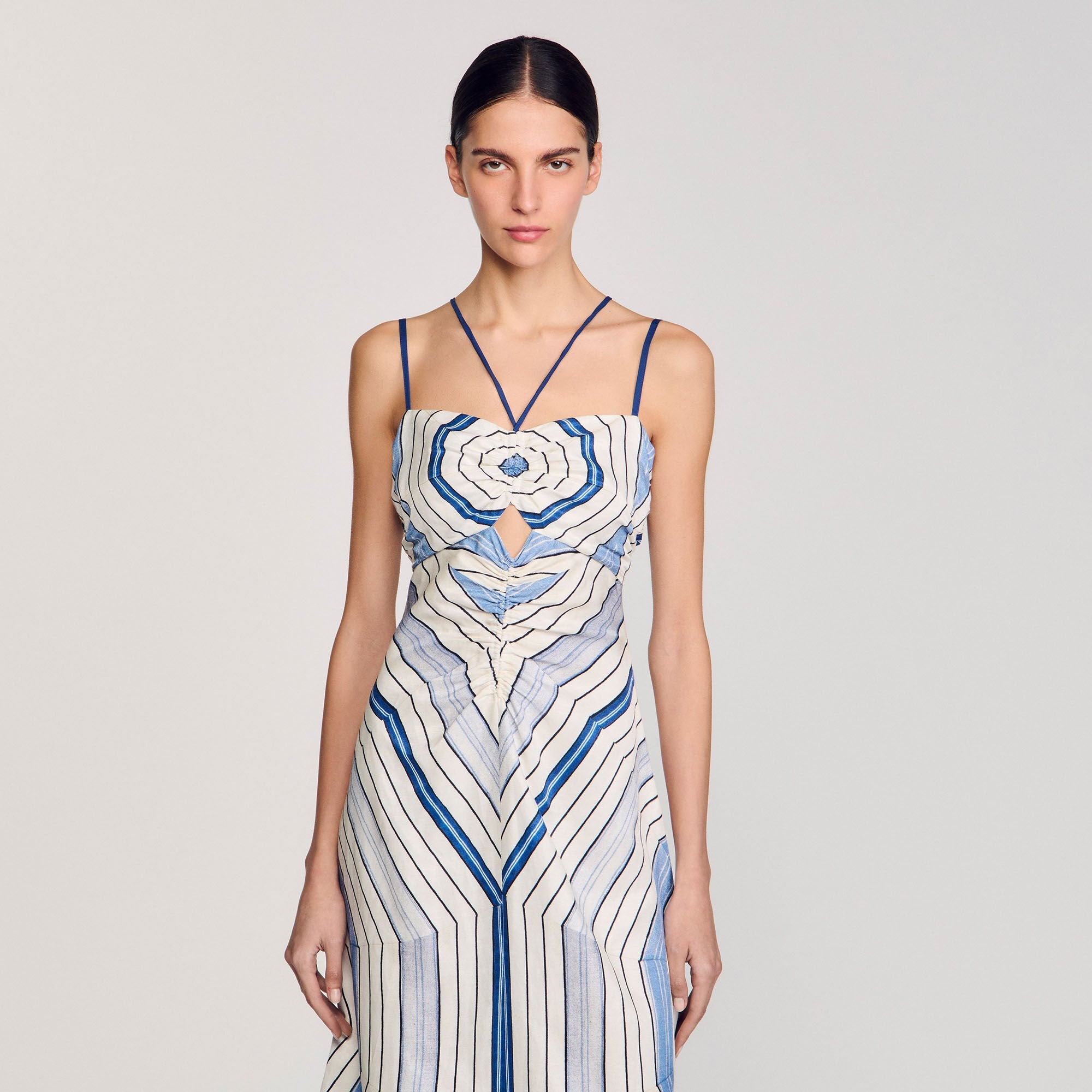 Spiral-motif maxi dress Sky Blue Sandro Women