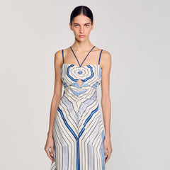 Spiral-motif maxi dress Sky Blue Sandro Women