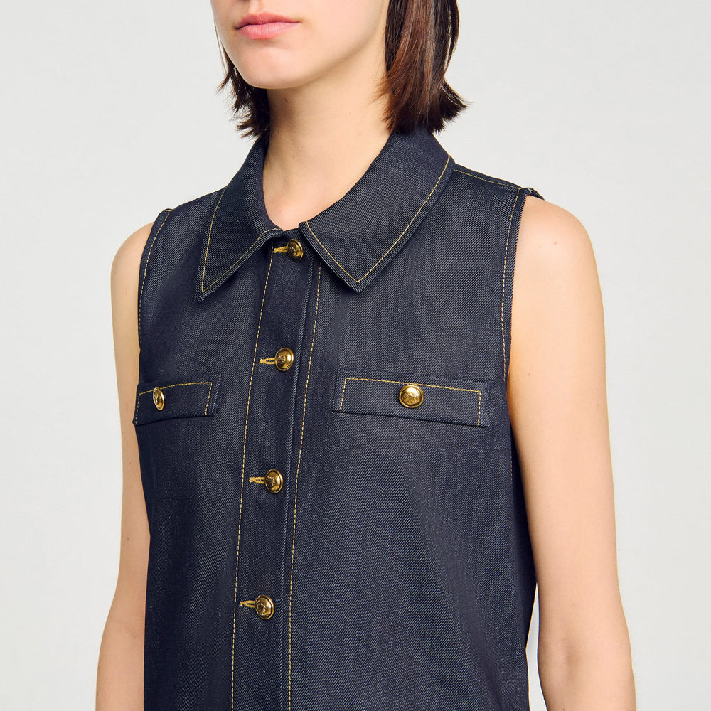 Mini denim dress Deep Blue Sandro Women