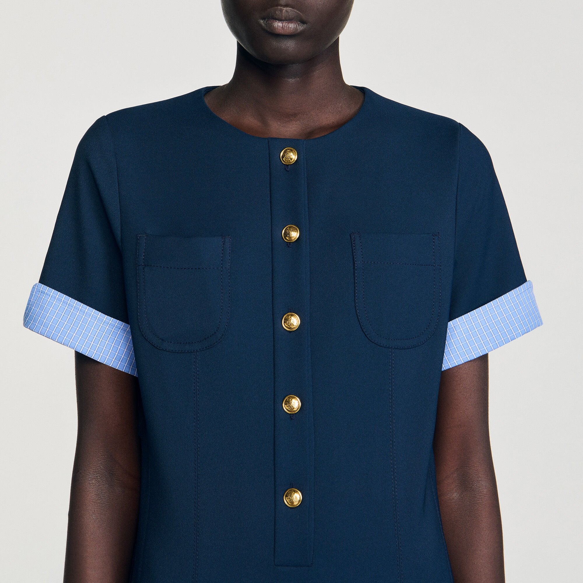 Mini pleated dress Navy Blue Sandro Women