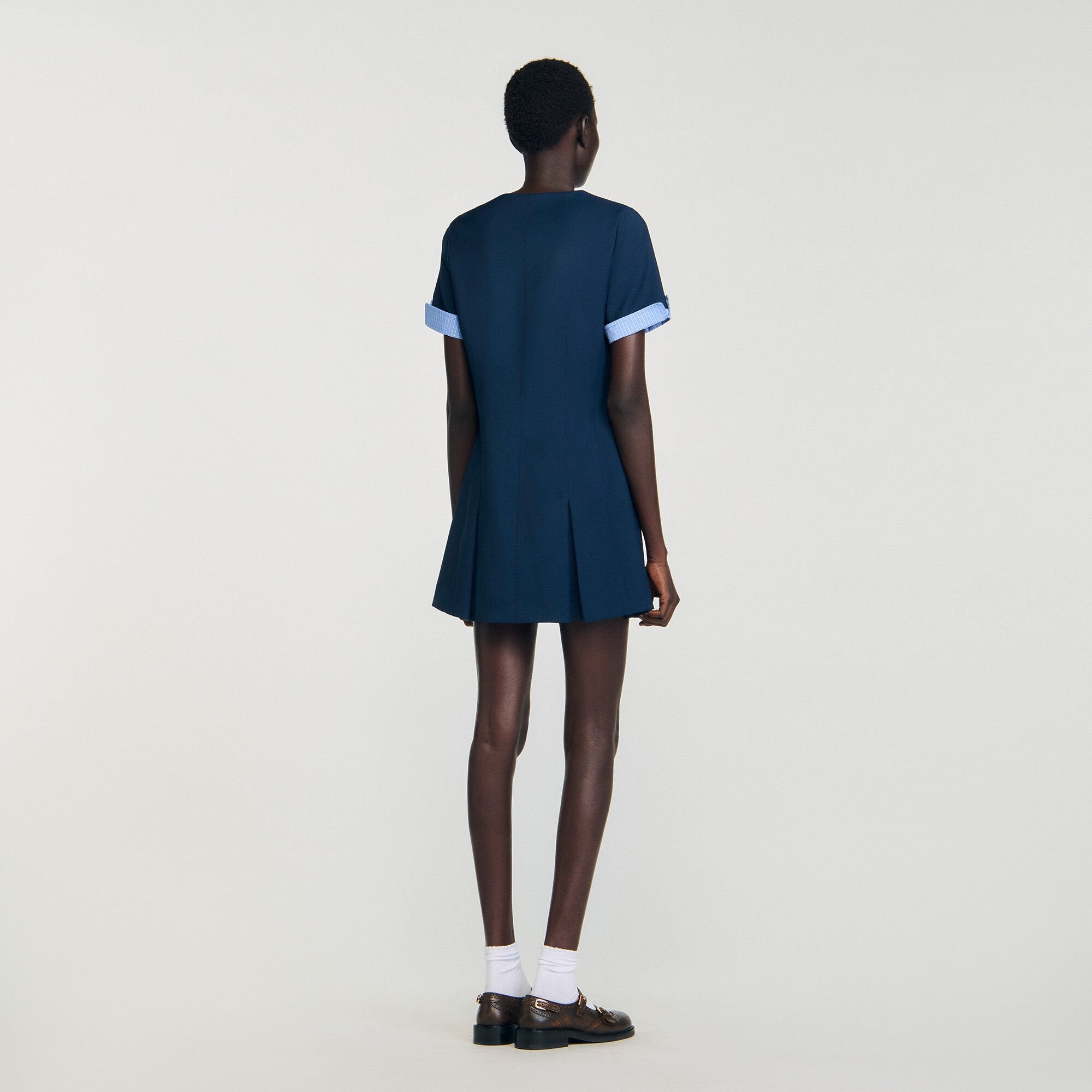 Mini pleated dress Navy Blue Sandro Women