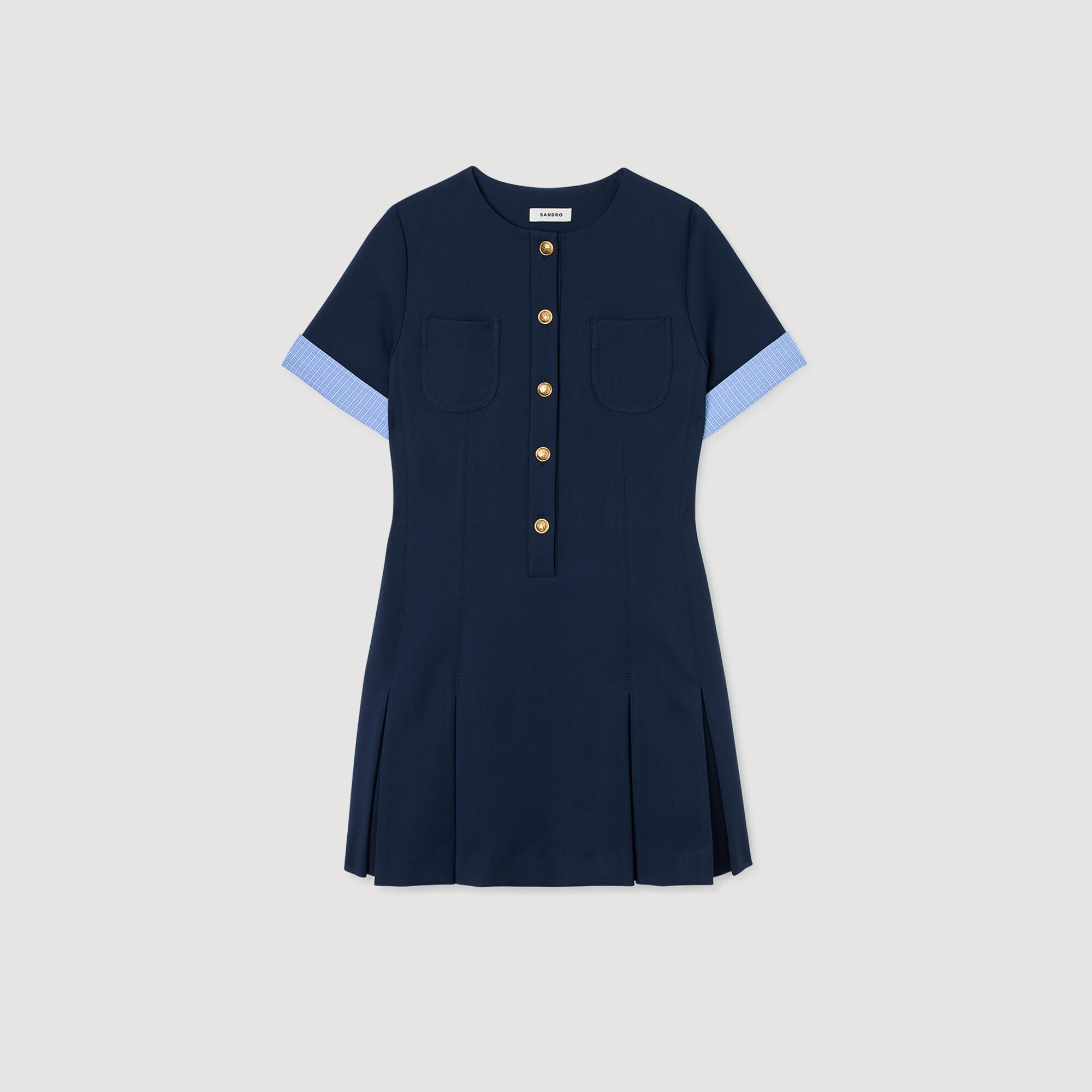 Mini pleated dress Navy Blue Sandro Women