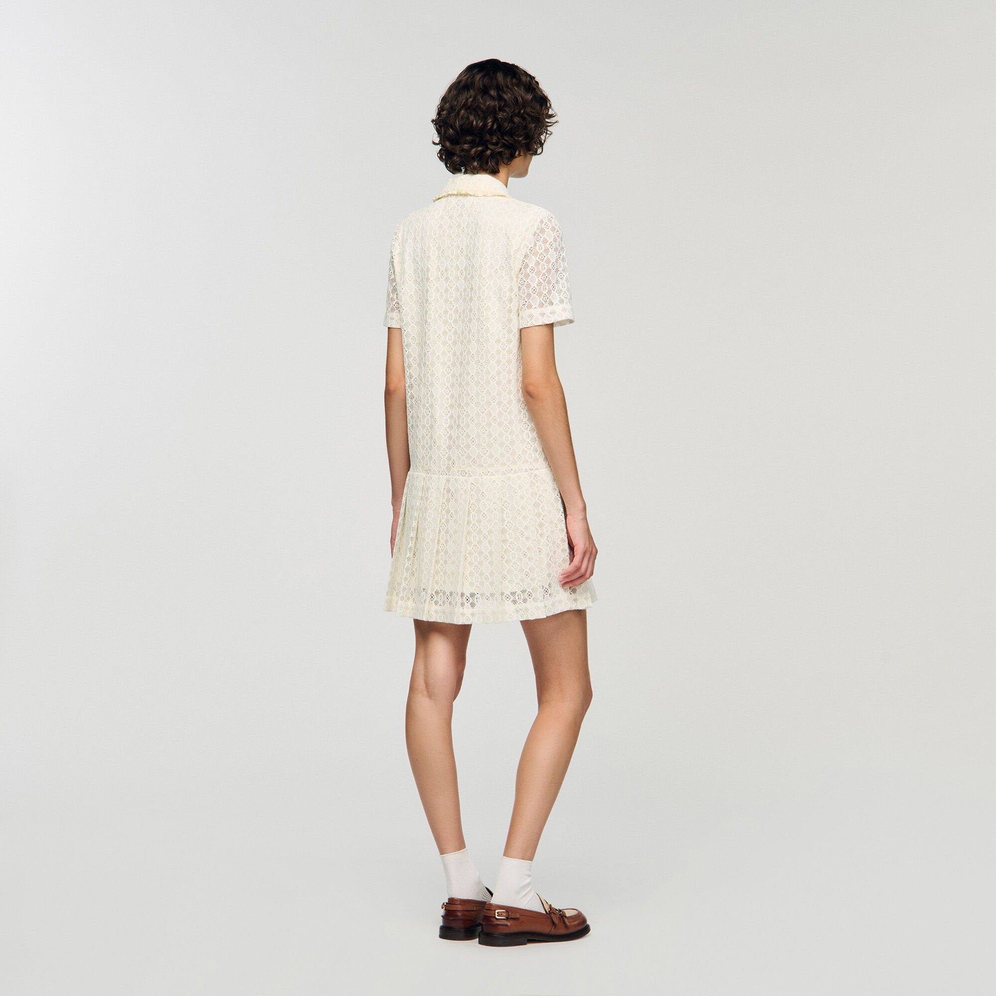 Mini lace dress Ecru Sandro Women