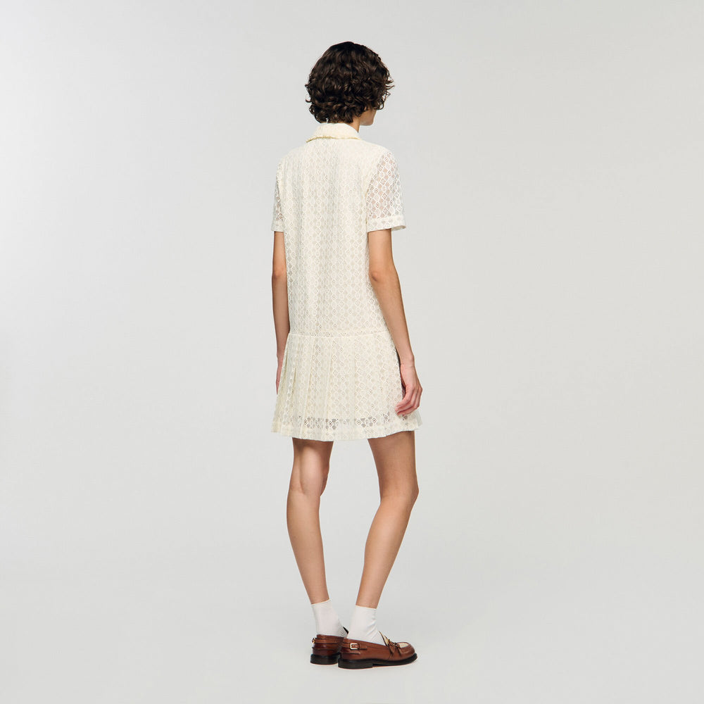 Mini lace dress Ecru Sandro Women