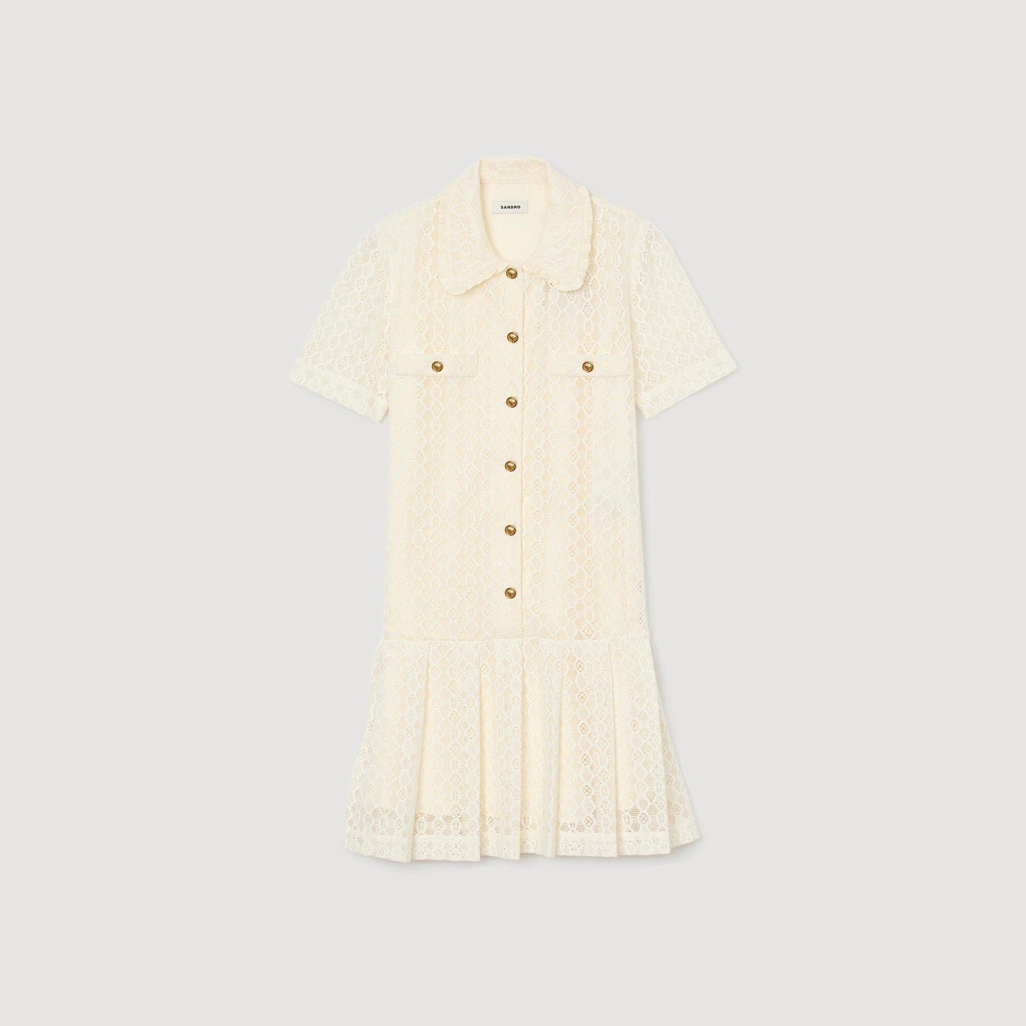 Mini lace dress Ecru Sandro Women