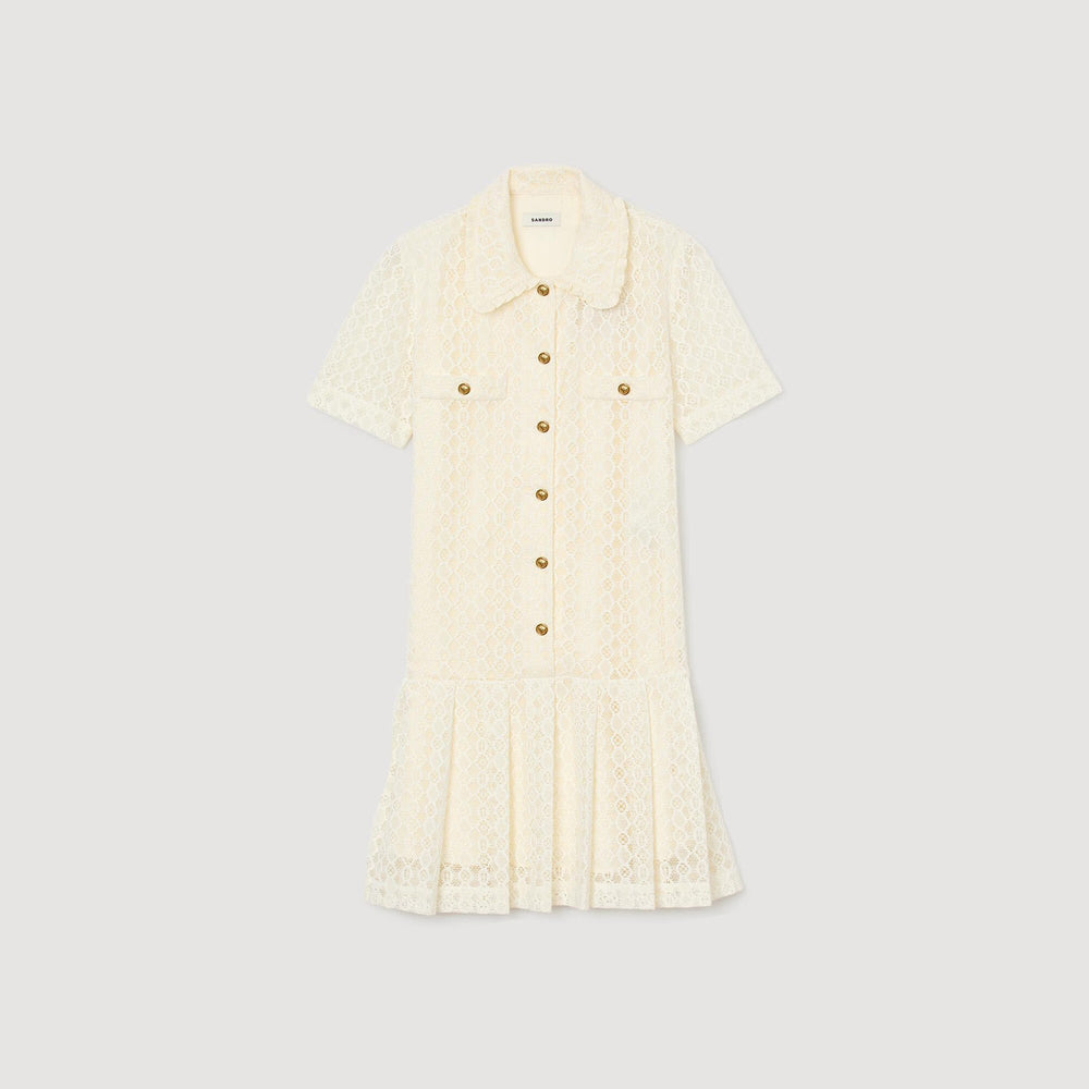 Mini lace dress Ecru Sandro Women