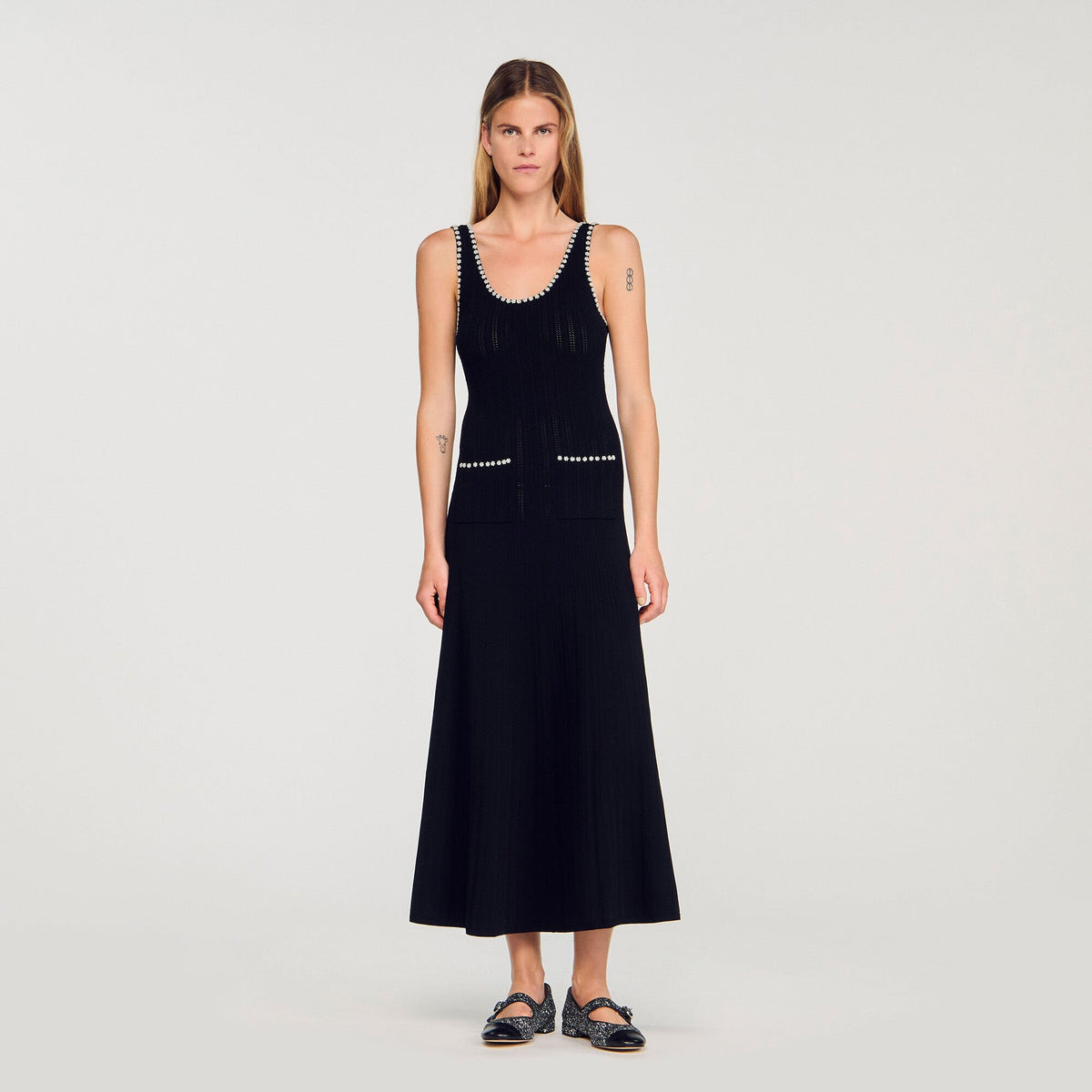 Beaded dress Black Sandro Women