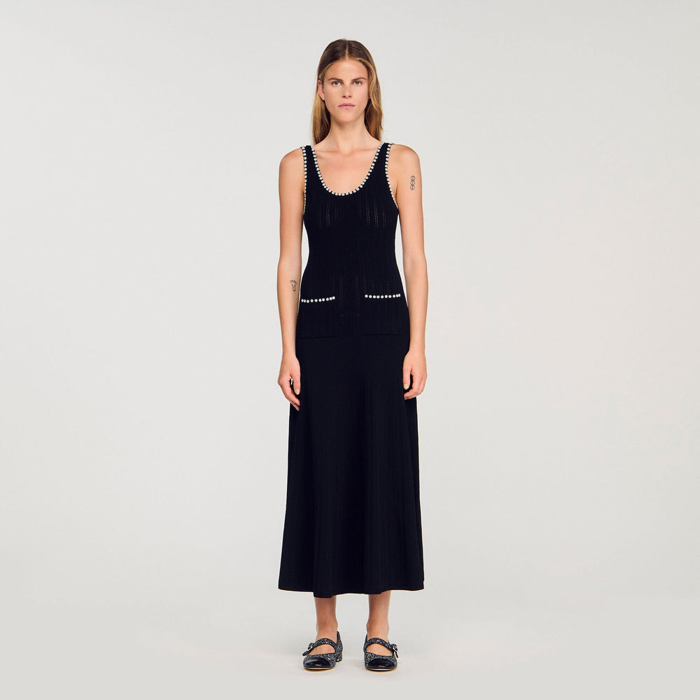 Beaded dress Black Sandro Women