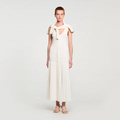 Knit maxi dress Ecru Sandro Women