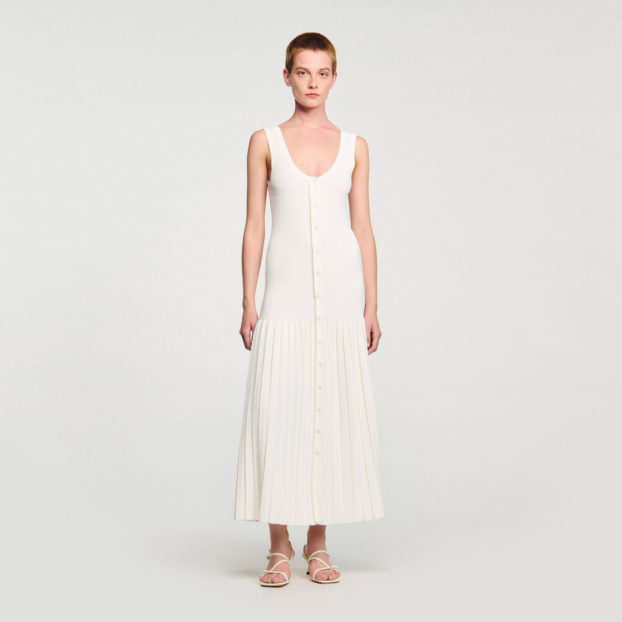 Knit maxi dress Ecru Sandro Women