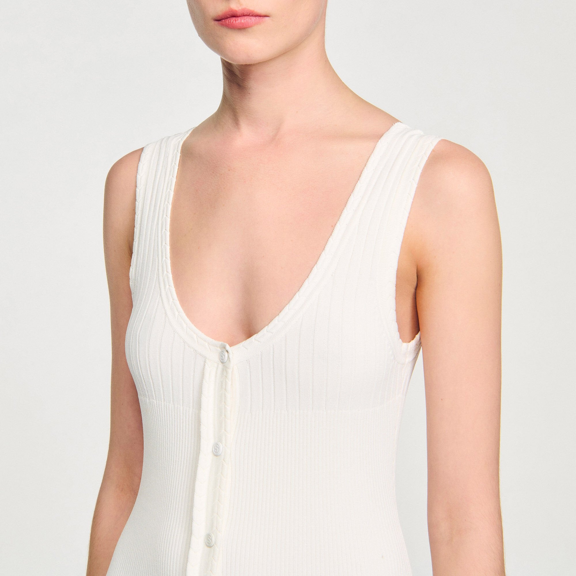 Knit maxi dress Ecru Sandro Women