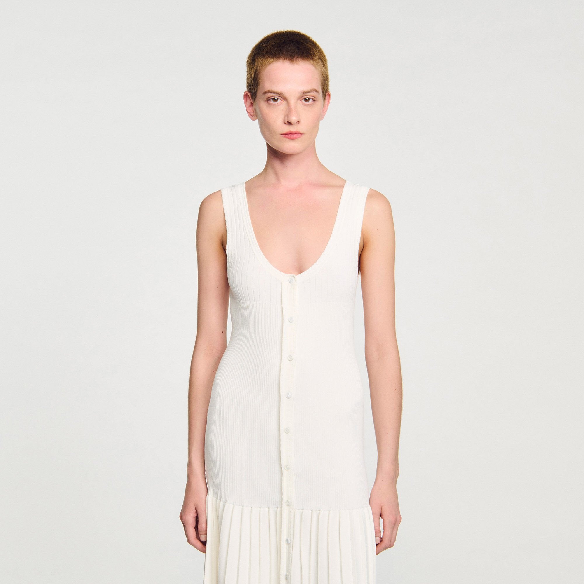 Knit maxi dress Ecru Sandro Women