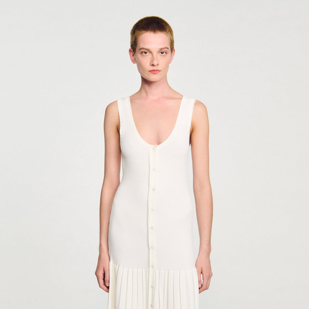 Knit maxi dress Ecru Sandro Women