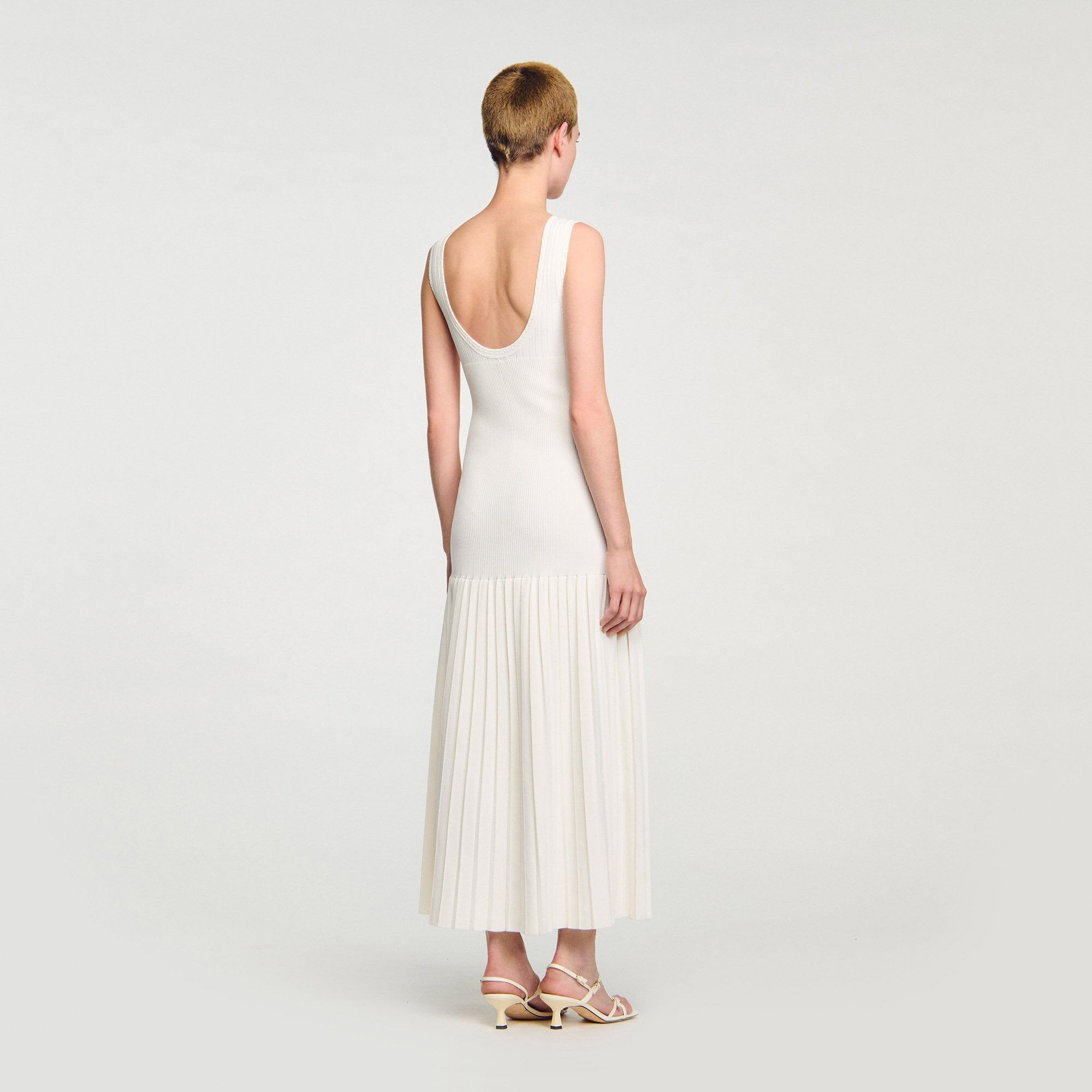 Knit maxi dress Ecru Sandro Women