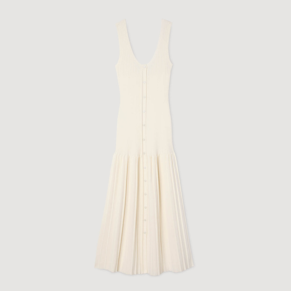 Knit maxi dress Ecru Sandro Women