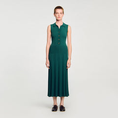 Knit dress with polo neck Dark Green Sandro Women