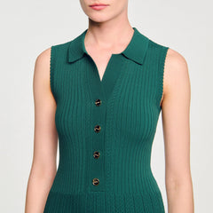 Knit dress with polo neck Dark Green Sandro Women