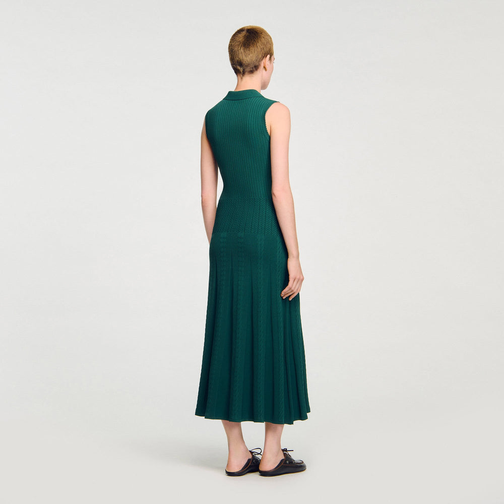 Knit dress with polo neck Dark Green Sandro Women