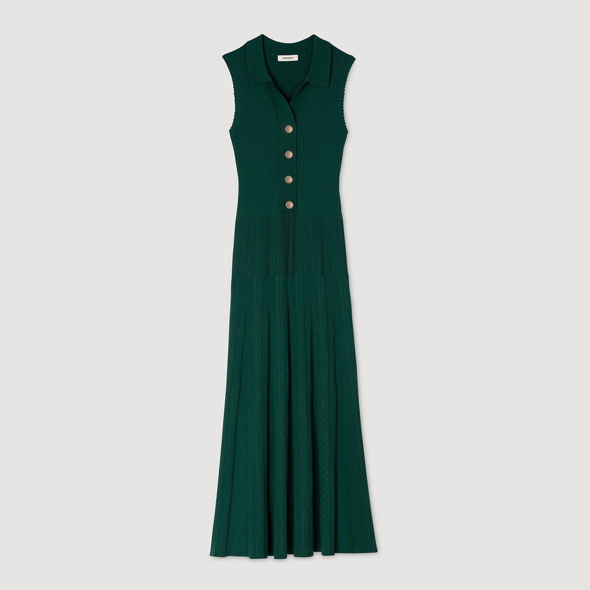 Knit dress with polo neck Dark Green Sandro Women