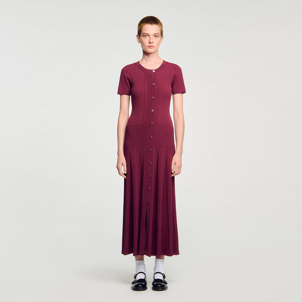 Knit maxi dress Bordeaux Sandro Women