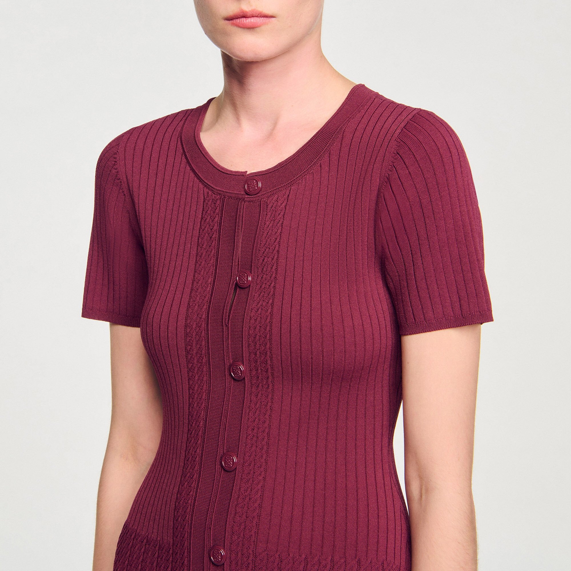Knit maxi dress Bordeaux Sandro Women