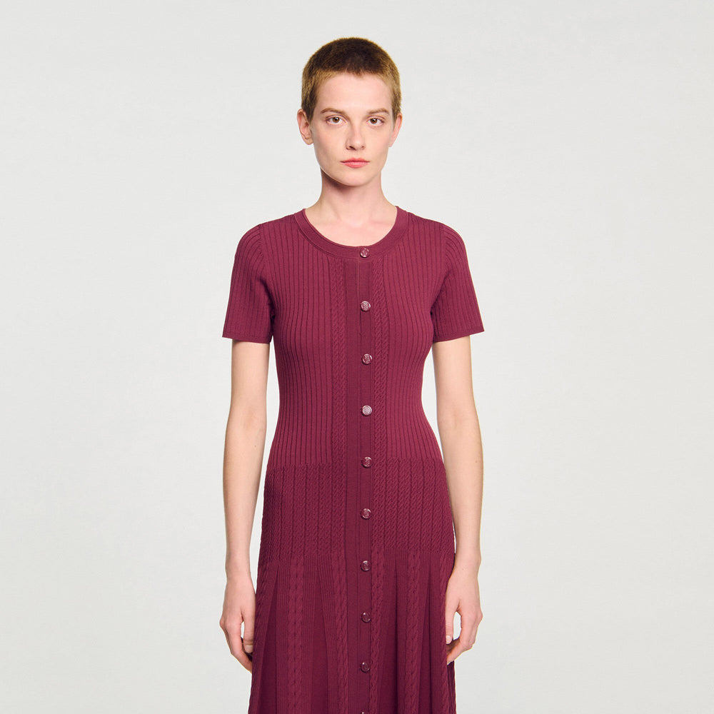 Knit maxi dress Bordeaux Sandro Women