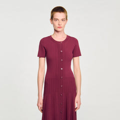 Knit maxi dress Bordeaux Sandro Women
