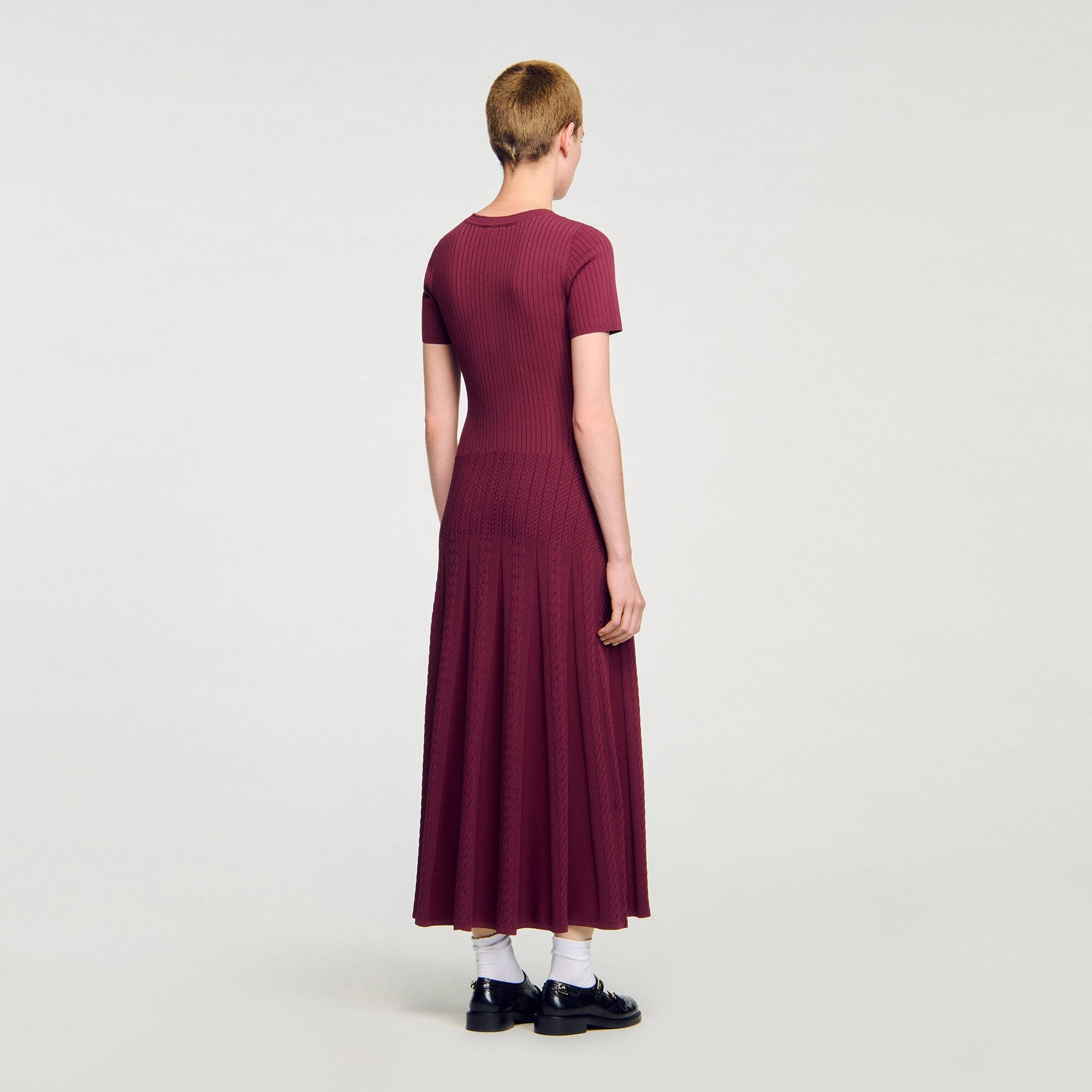 Knit maxi dress Bordeaux Sandro Women