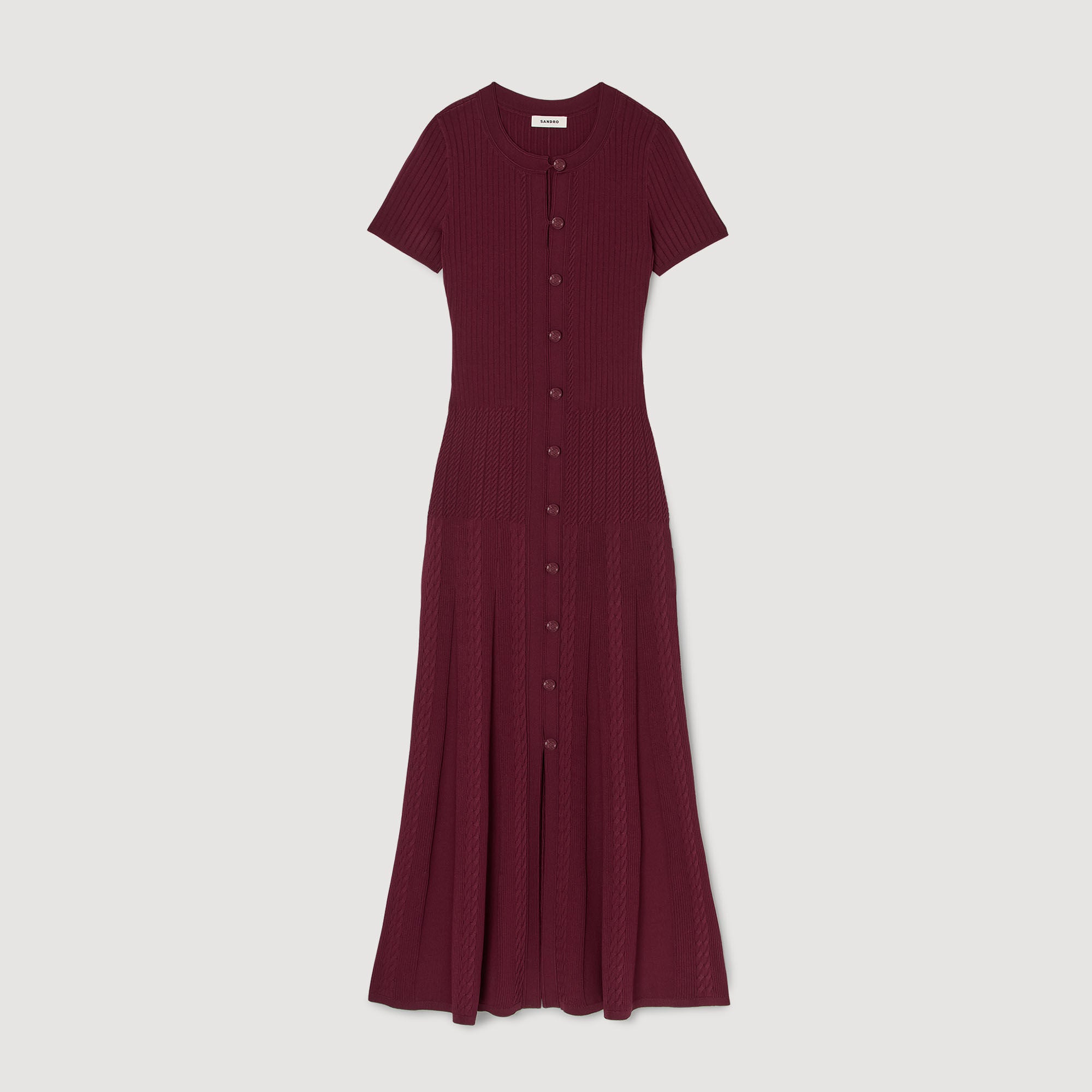 Knit maxi dress Bordeaux Sandro Women