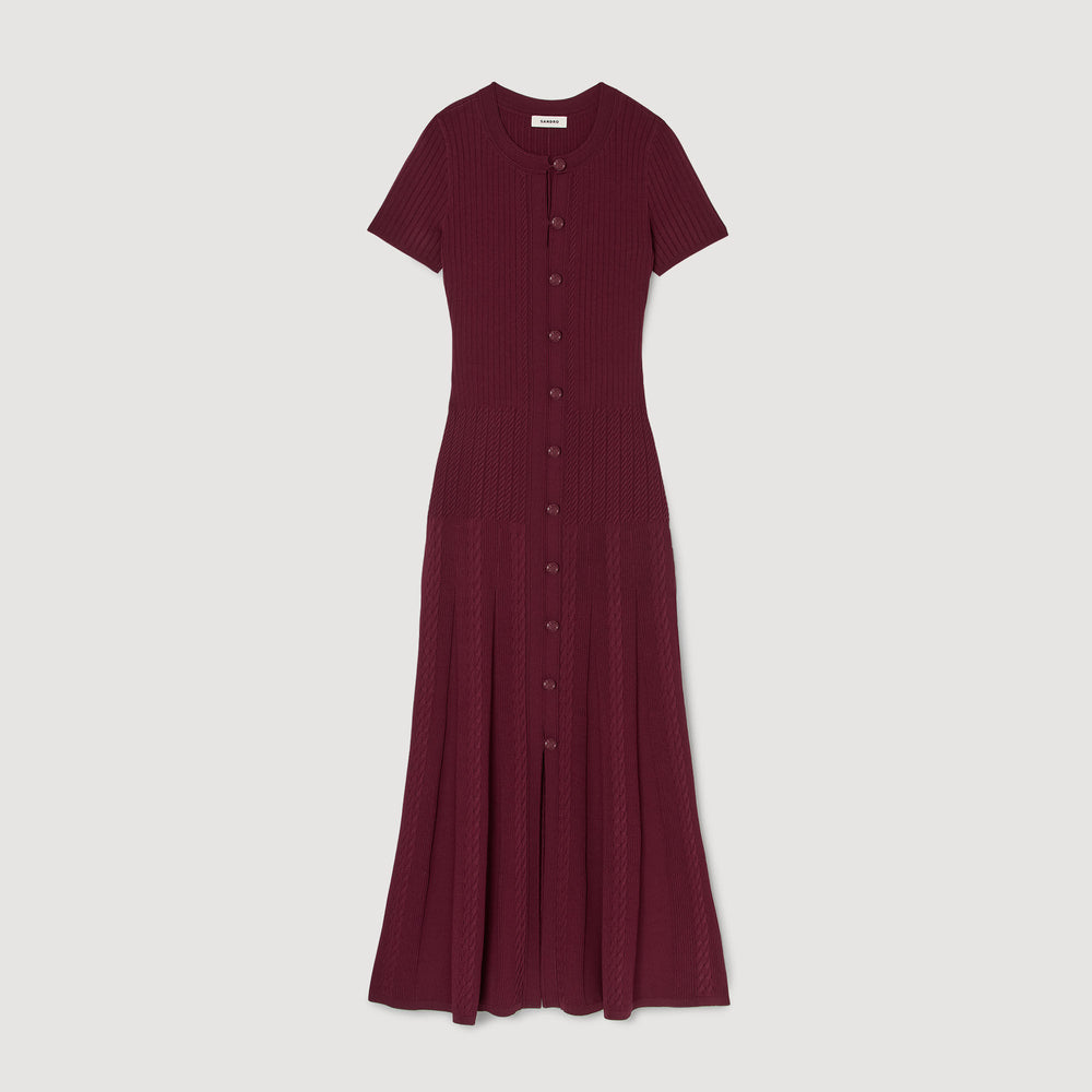 Knit maxi dress Bordeaux Sandro Women