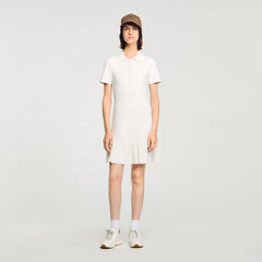 Mini knit dress with polo neck Ecru Sandro Women