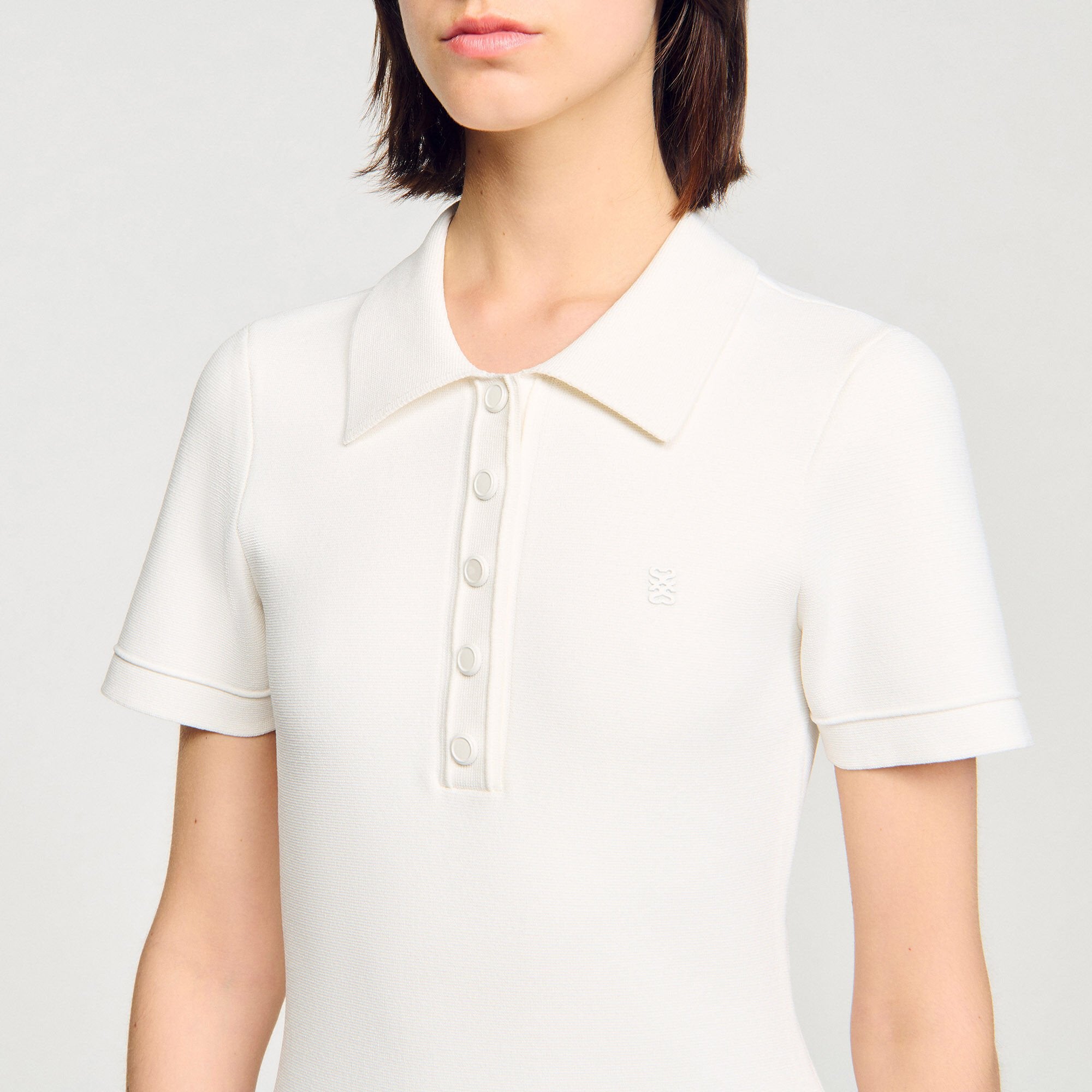 Mini knit dress with polo neck Ecru Sandro Women
