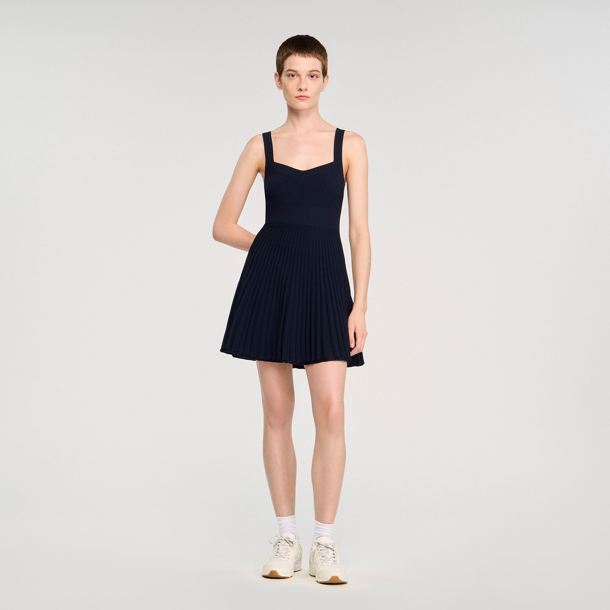 Mini knit dress Navy Blue Sandro Women