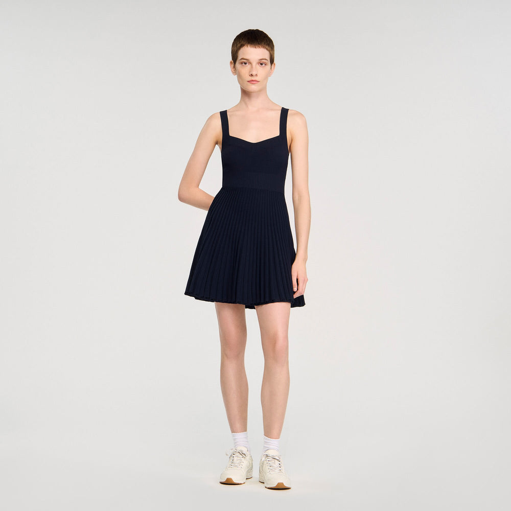 Mini knit dress Navy Blue Sandro Women