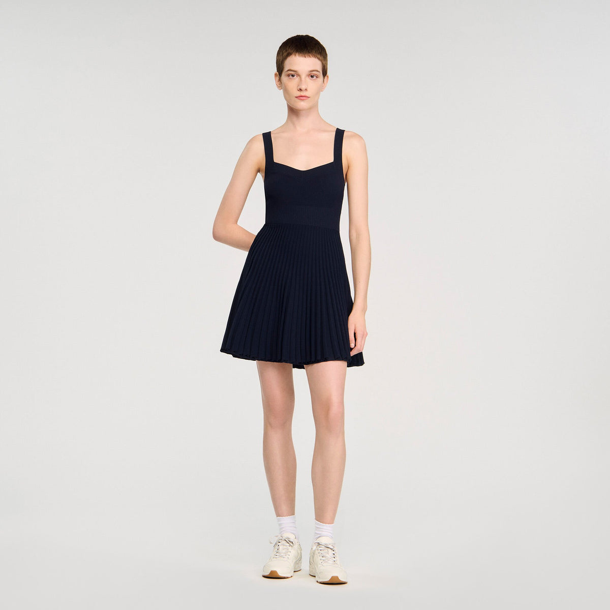 Mini knit dress Navy Blue Sandro Women