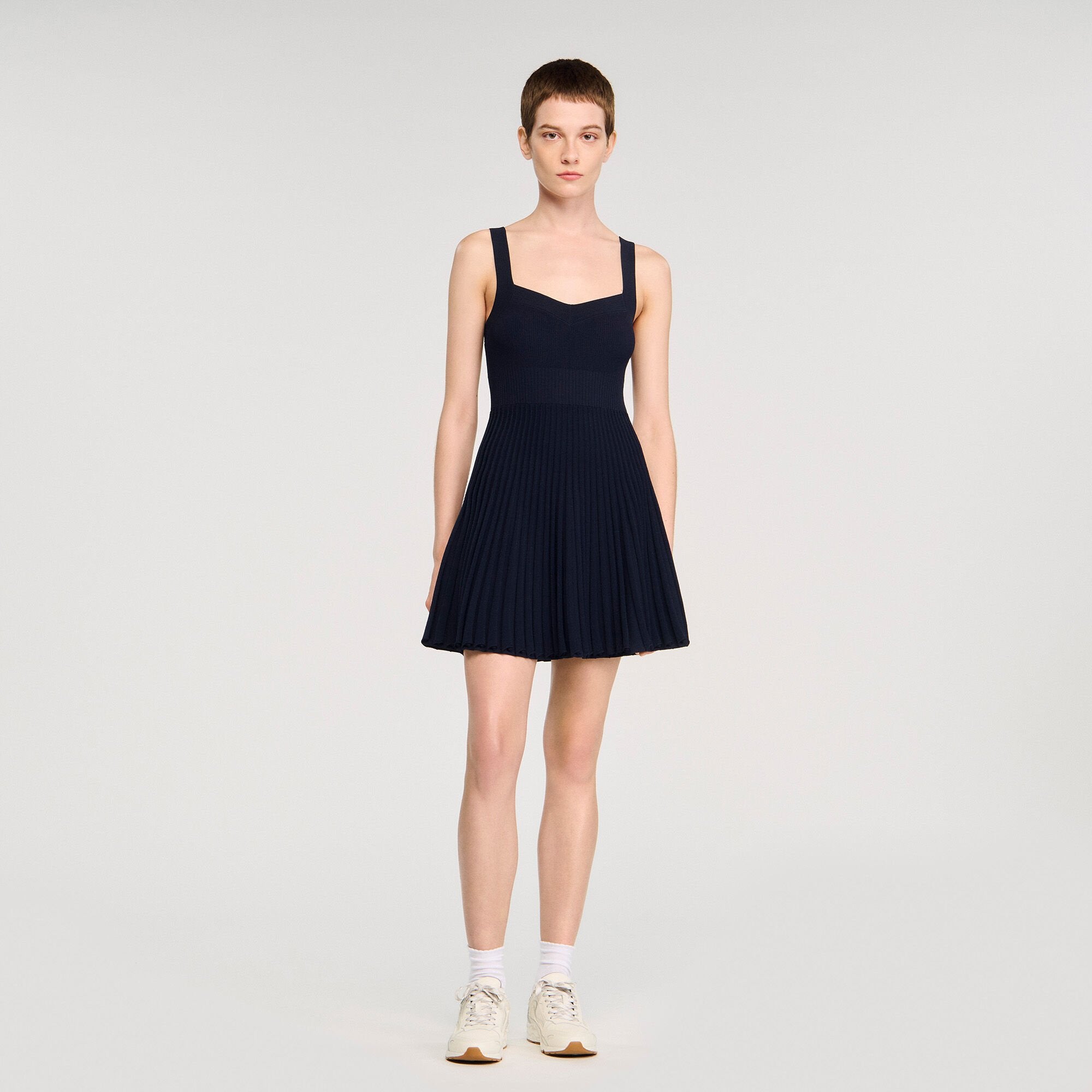 Mini knit dress Navy Blue Sandro Women