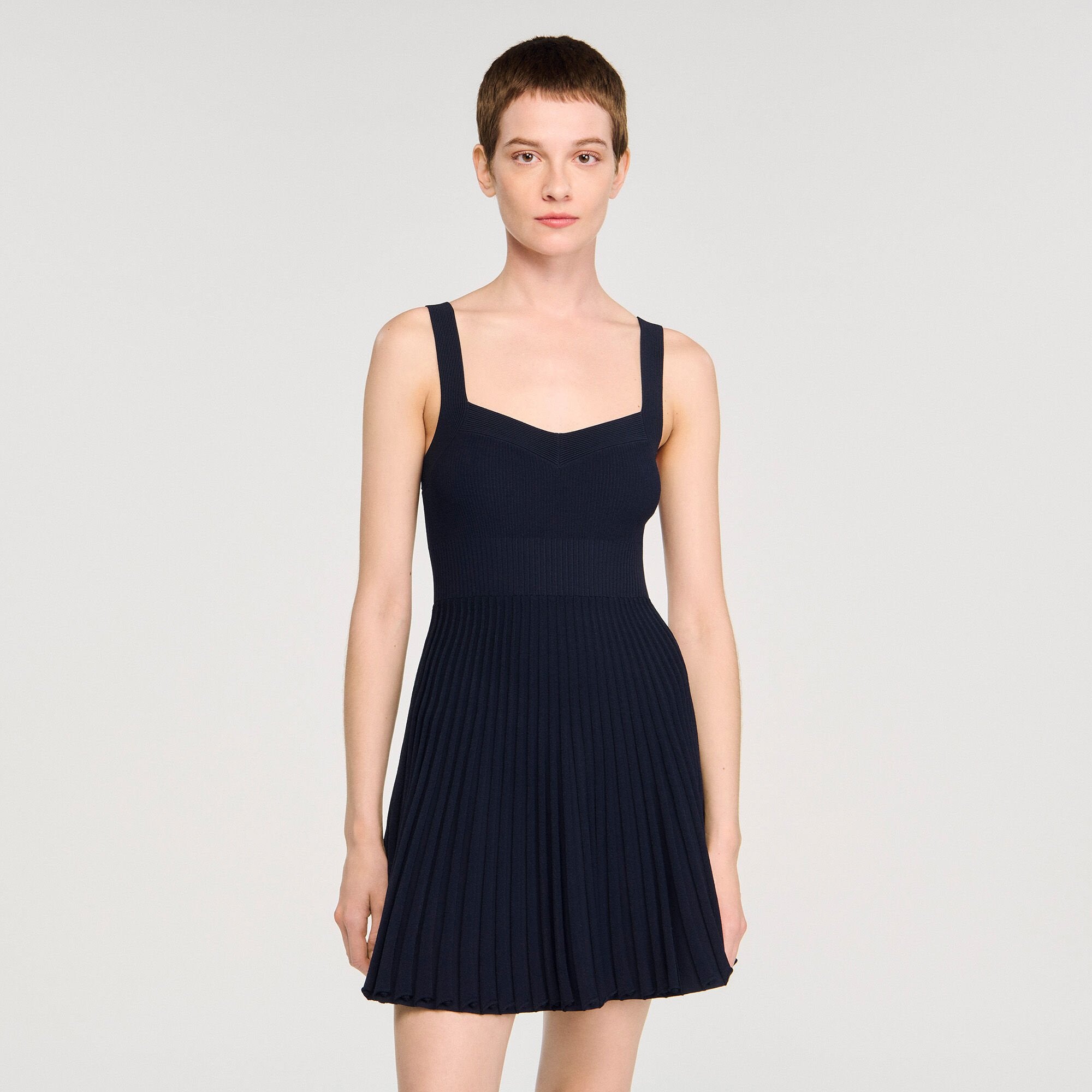 Mini knit dress Navy Blue Sandro Women