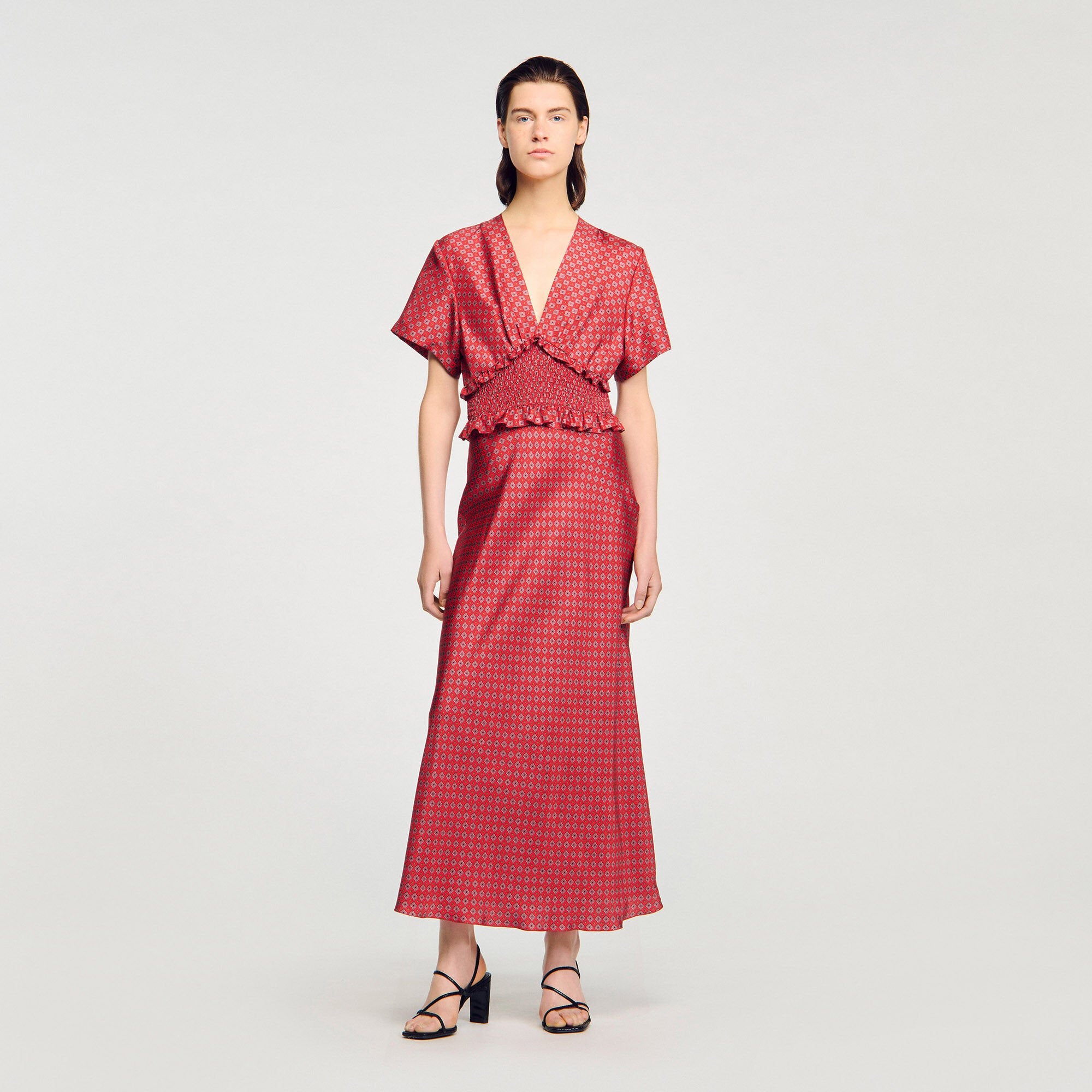 Scarf print maxi dress Red / Pink Sandro Women