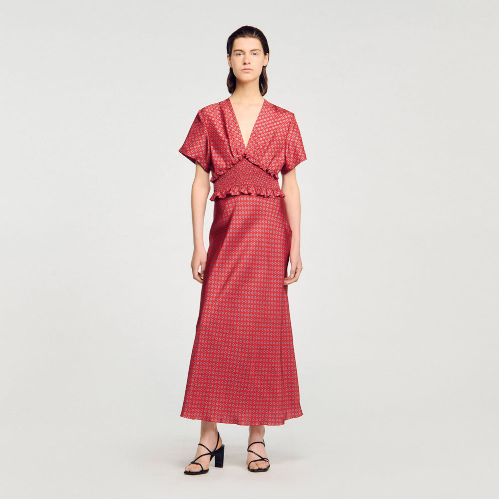 Scarf print maxi dress Red / Pink Sandro Women